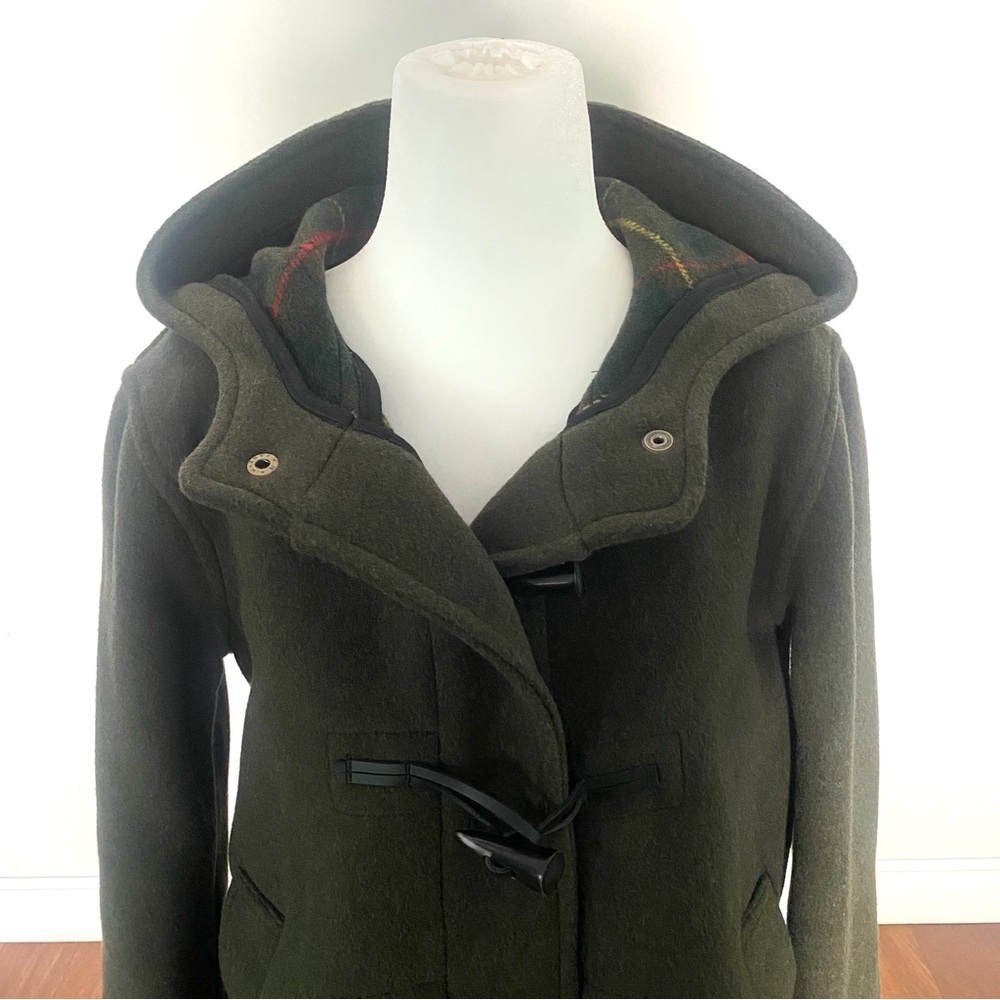 Classic Duffle Wool Coat - Size XL - Olive / Dark Green with Hood